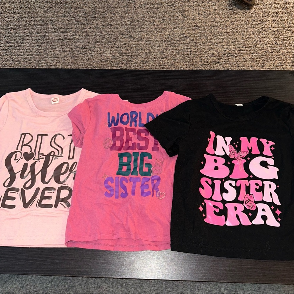 Kids Sister Themed T-Shirts - Pink and Black